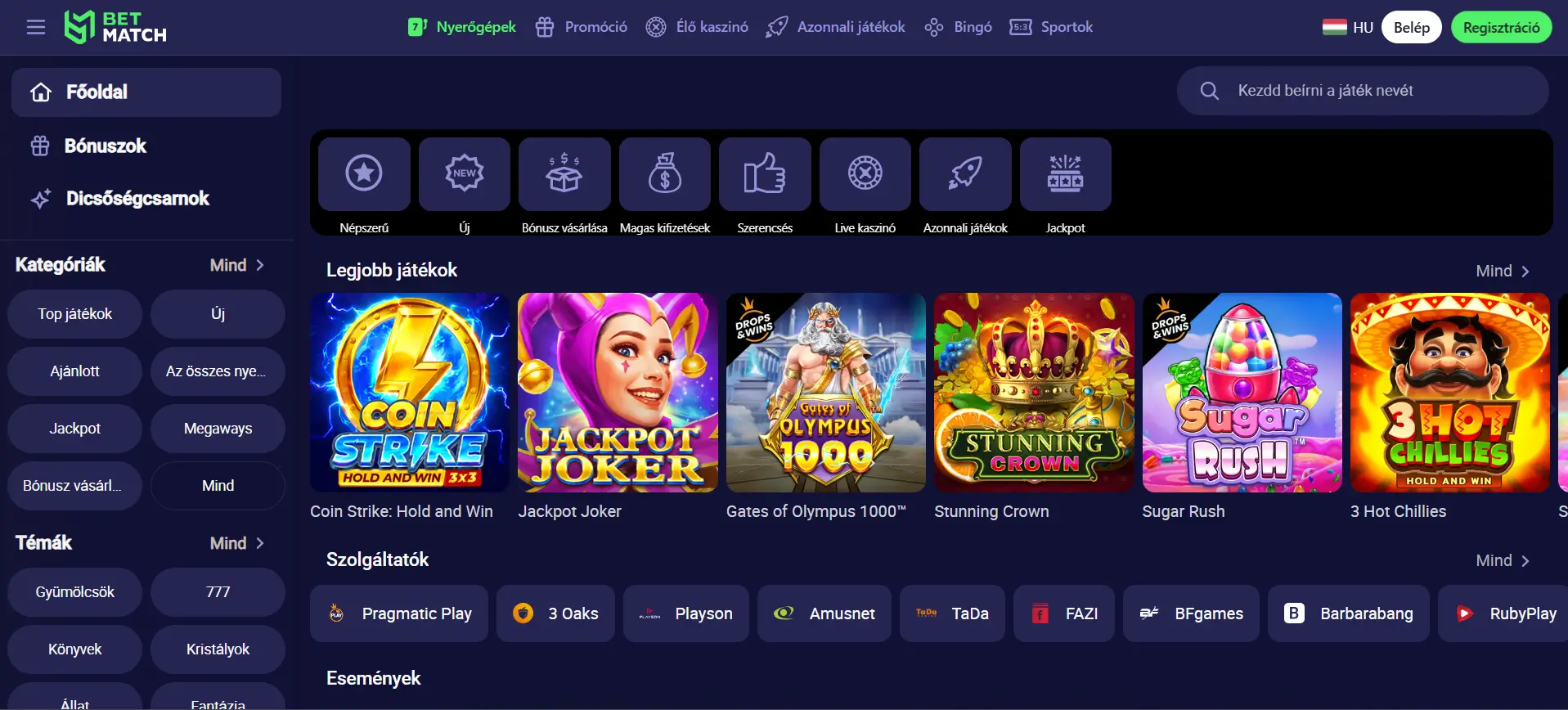 BETMATCH Casino vélemény magyar játékosoknak