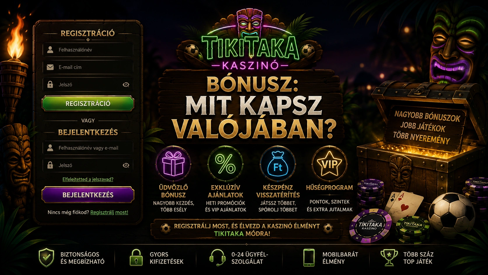Regisztráció és Bejelentkezés  TikiTaka Kaszinó Bónusz Mit Kapsz Valójában