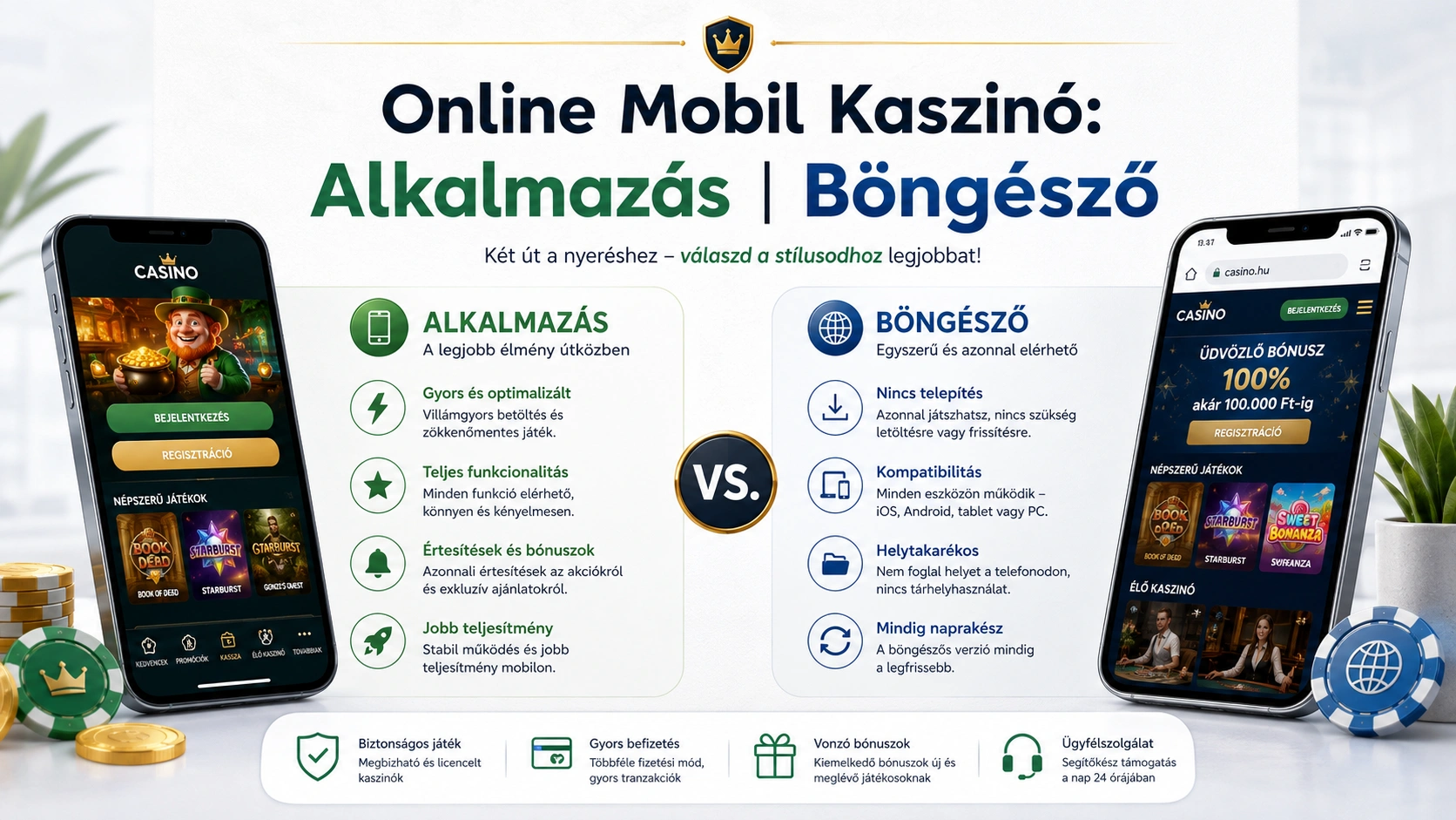Online Mobil Kaszinó: Alkalmazás vs. Böngésző